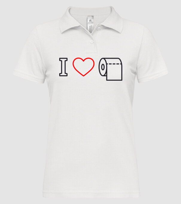 I love hârtie igienică model alb pe tricou