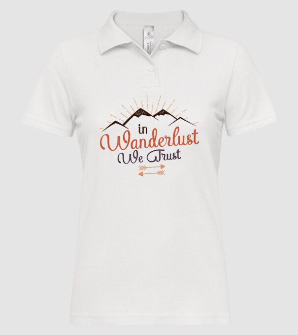 In Wanderlust we trust model alb pe tricou