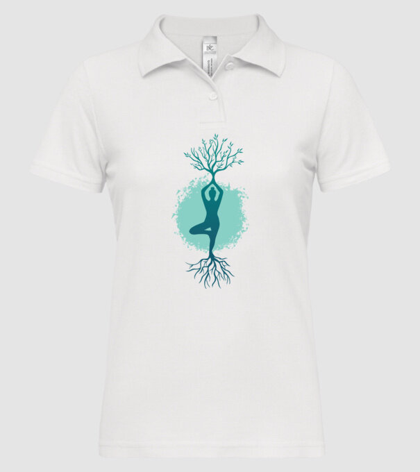 Yoga Natură model alb pe tricou