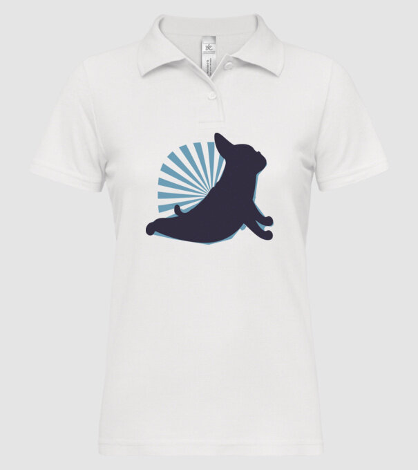 Mops Yoga model alb pe tricou