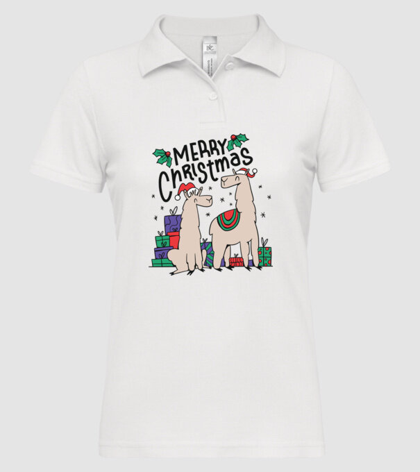 Alpaca de Crăciun model alb pe tricou
