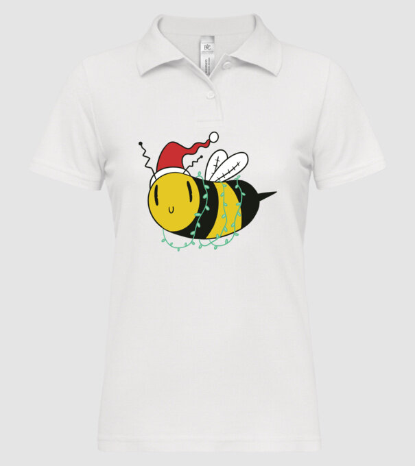 Albină de Crăciun model alb pe tricou