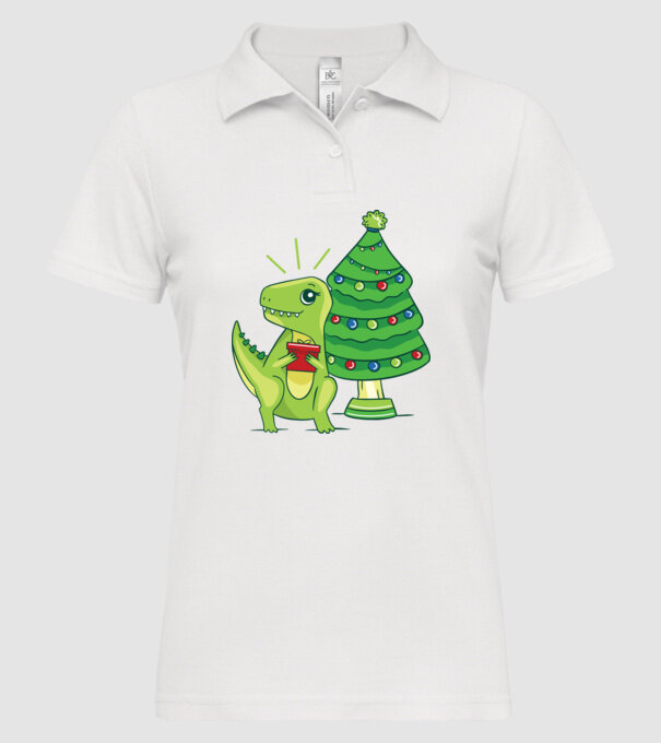 T-rex de Crăciun model alb pe tricou