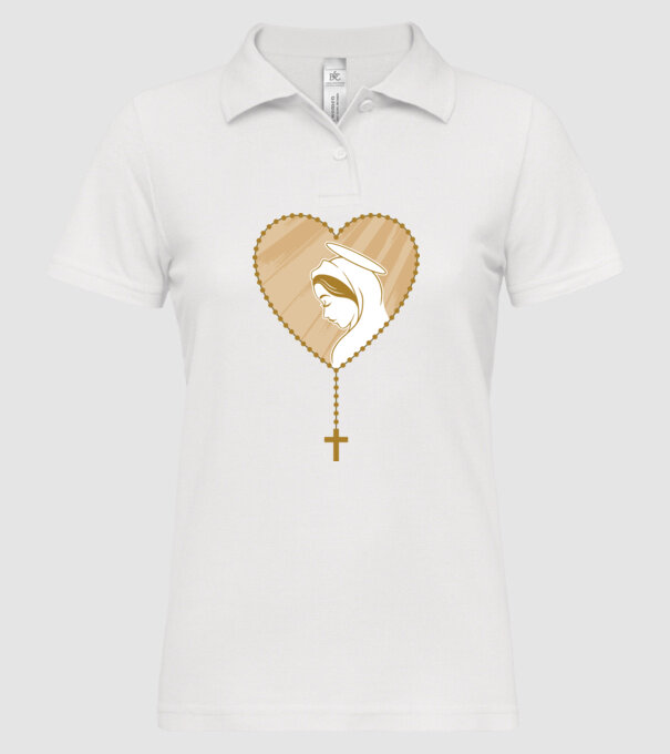 Cruce rozariu catolic model alb pe tricou