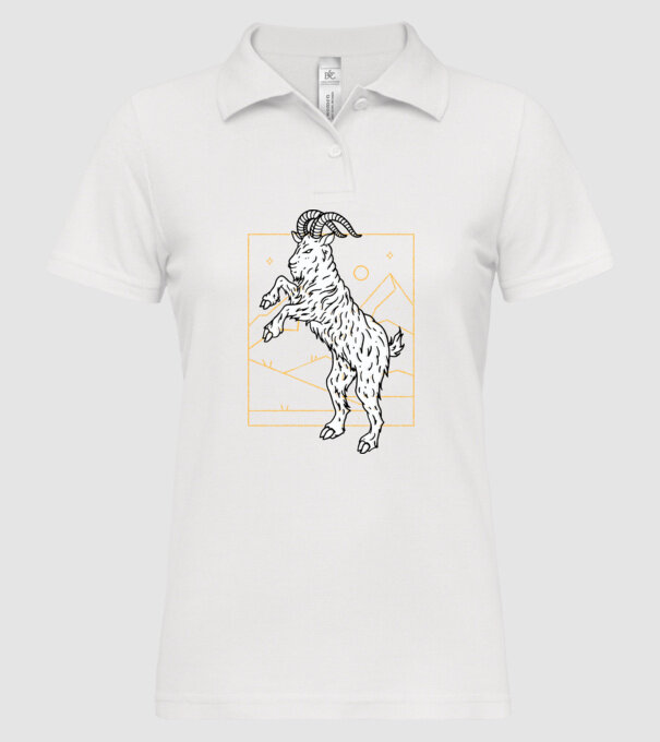 Capră model alb pe tricou