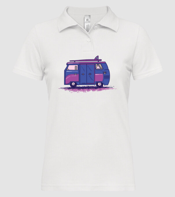 Mașină de camping model alb pe tricou