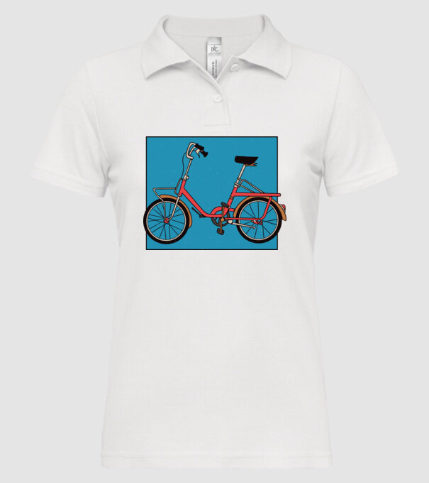 Bicicletă Camping model alb pe tricou