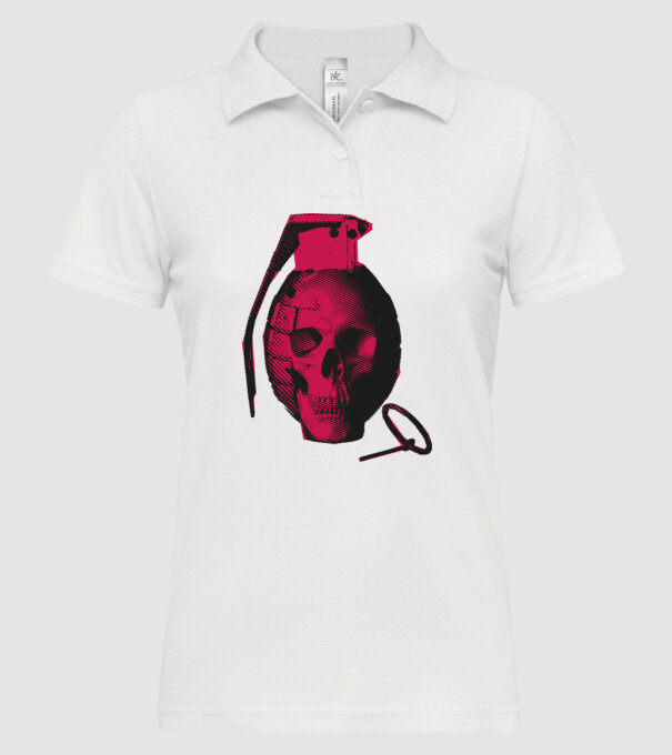Grenadă de mână Craniu model alb pe tricou