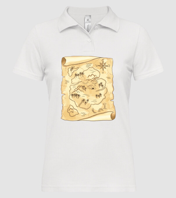 Hartă cu comori model alb pe tricou
