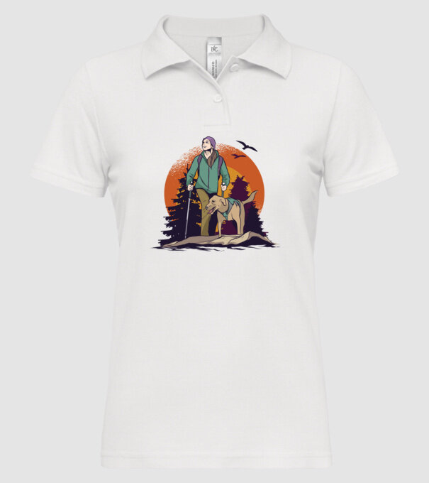 Excursie cu câine model alb pe tricou