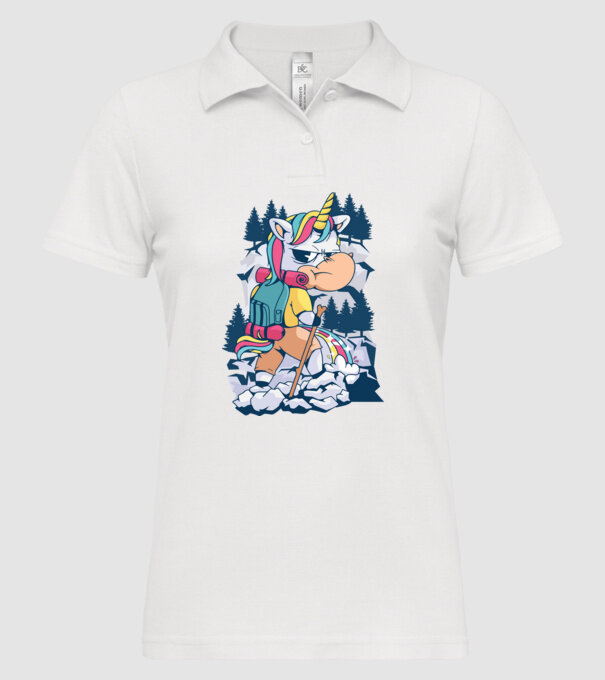 Unicorn excursionist pipi model alb pe tricou
