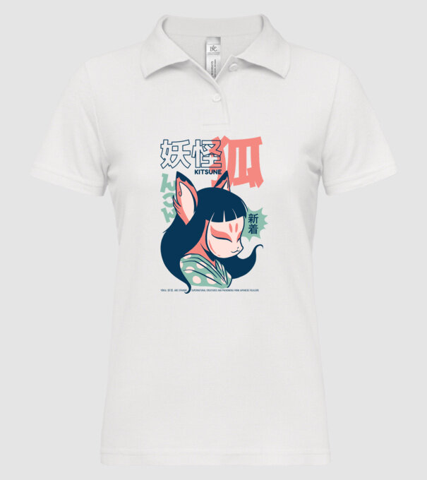 Kitsune Yokai Anime model alb pe tricou