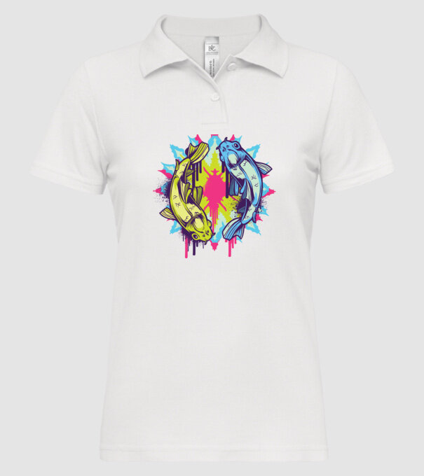 Crap Koi Colorat model alb pe tricou