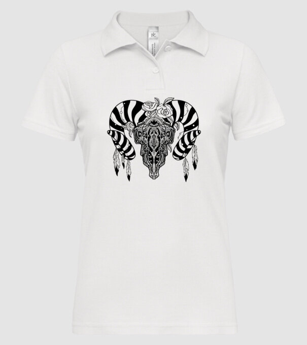 Craniu Tribal model alb pe tricou