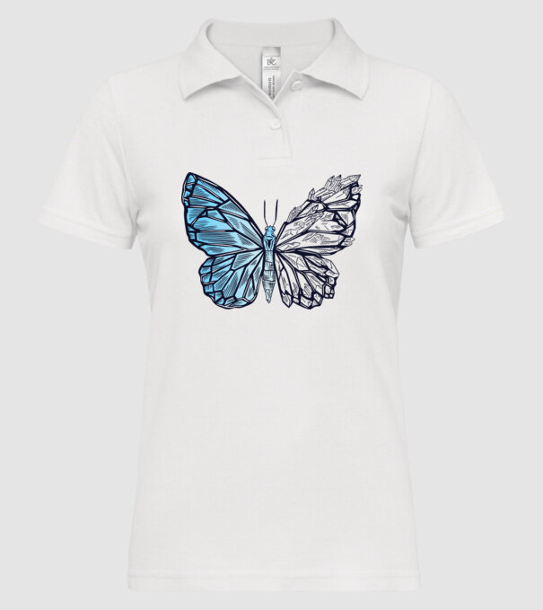 Fluture cristal model alb pe tricou