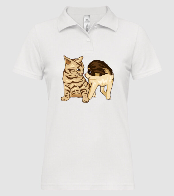 cuplu drăguț câine și pisică model alb pe tricou