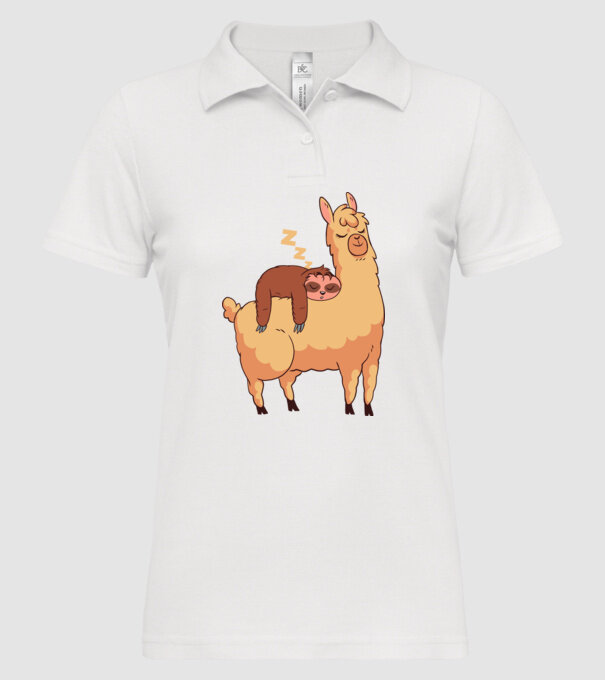Leneș dormind pe Llama model alb pe tricou