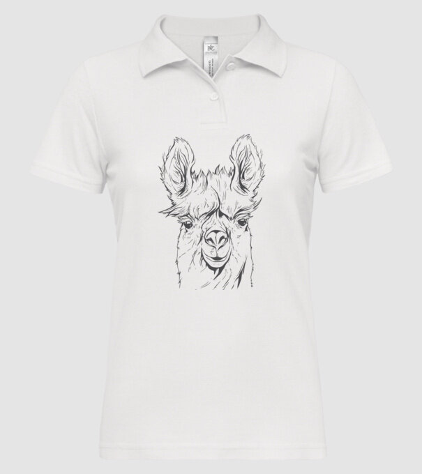 Cap de Lama model alb pe tricou