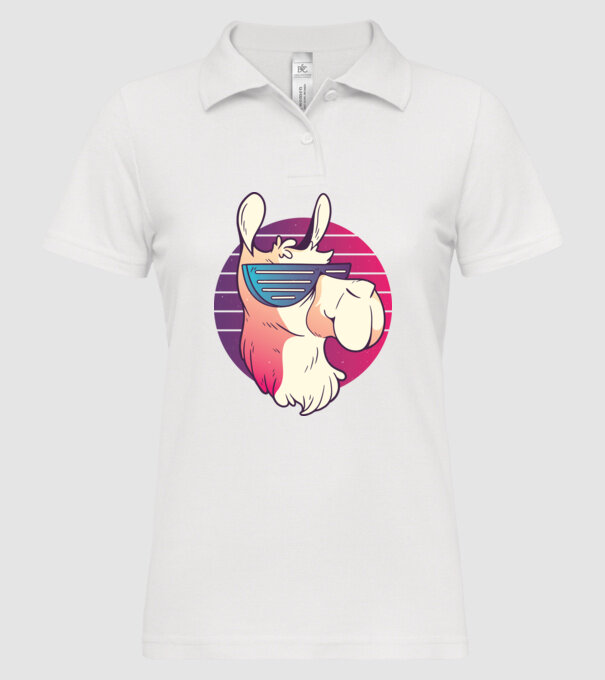 Llama ochelari de soare retro tricou model alb pe tricou