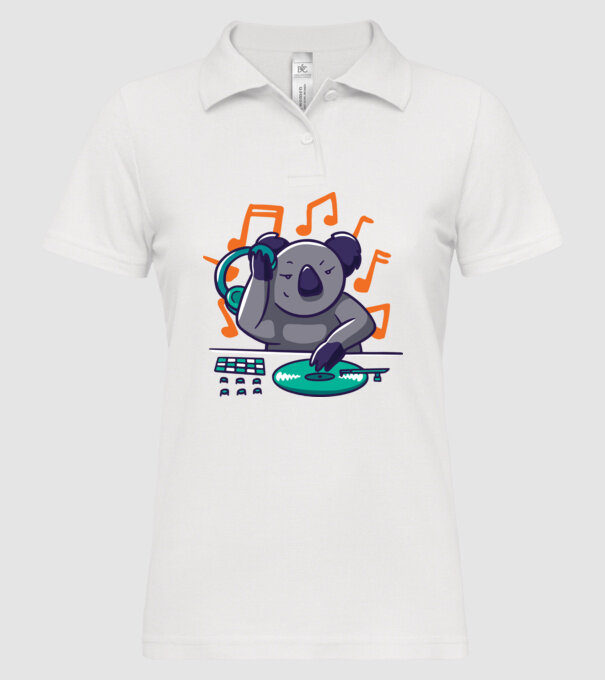 Koala DJ model alb pe tricou