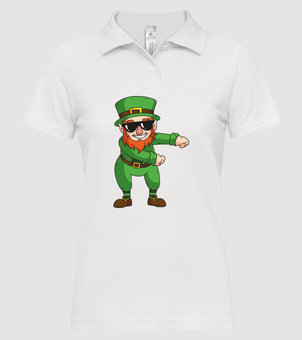 Leprechaun Floss DAB model alb pe tricou