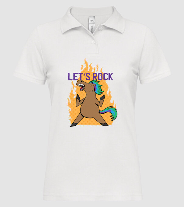 'Let''s Rock - Călăreț' model alb pe tricou