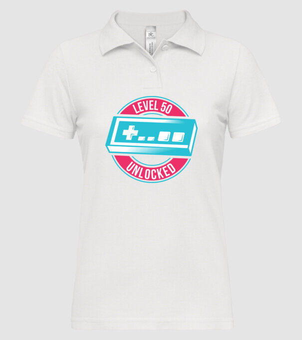 Level 50 Unlocked 50th Birthday model alb pe tricou