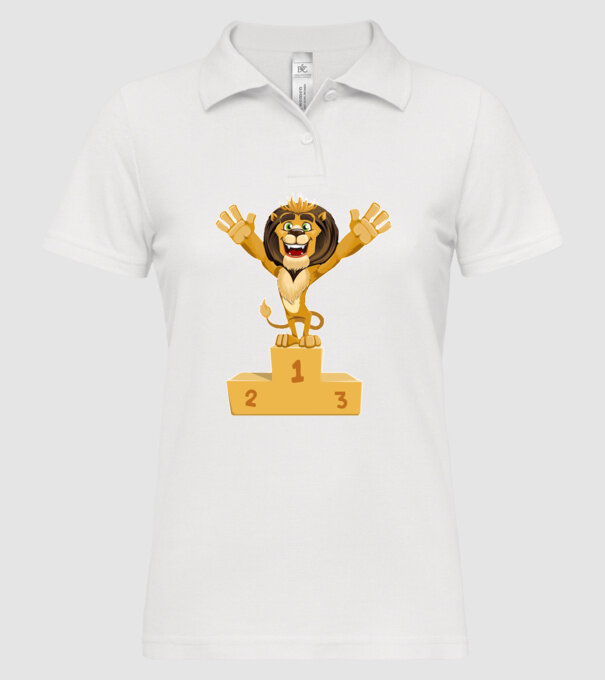 lion champion model alb pe tricou