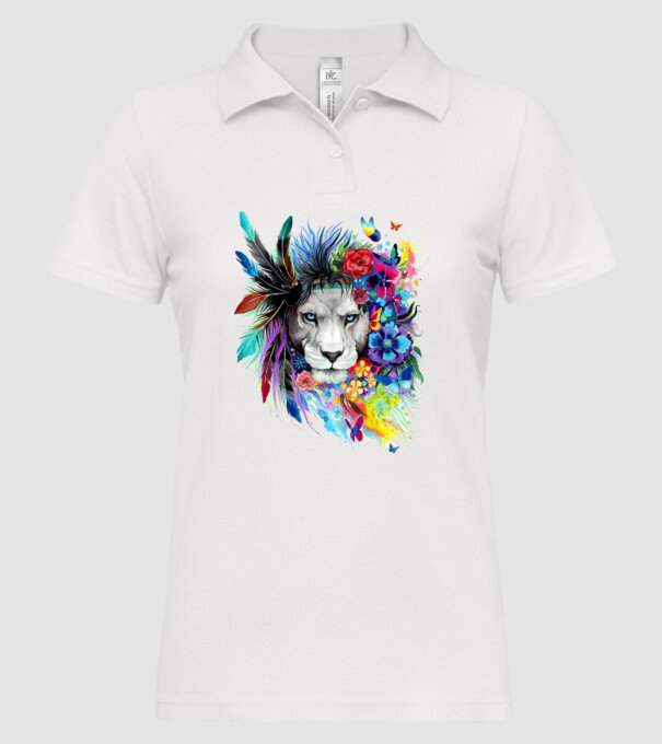 lion color jungle model alb pe tricou