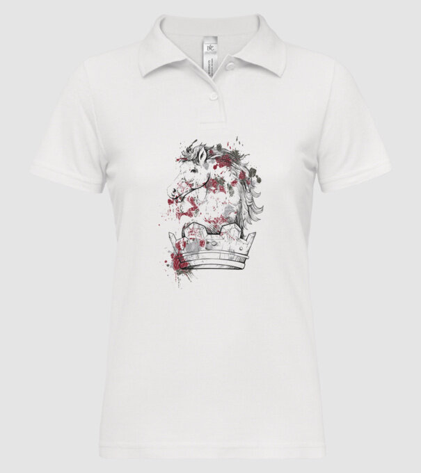 Coroană Cal - Șah model alb pe tricou