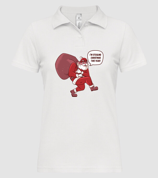 Moș Crăciun strecurându-se model alb pe tricou