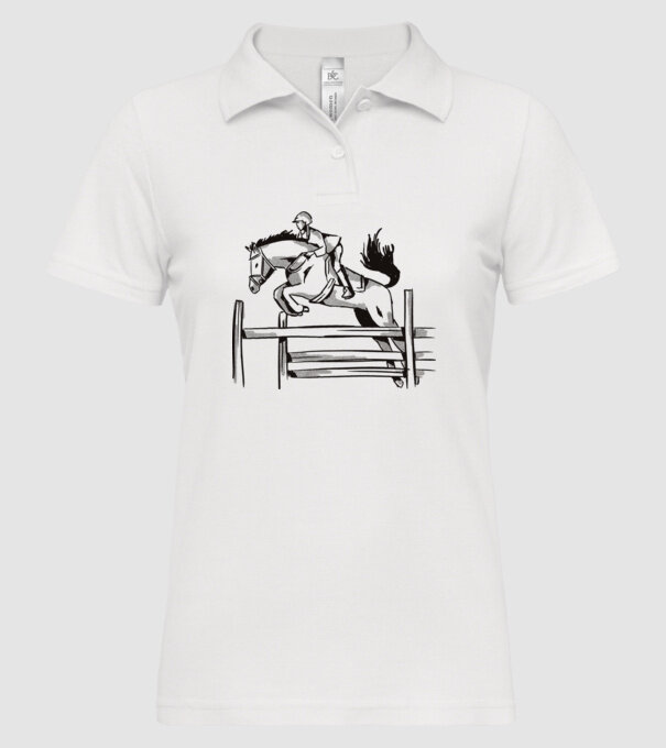Călăreț model alb pe tricou
