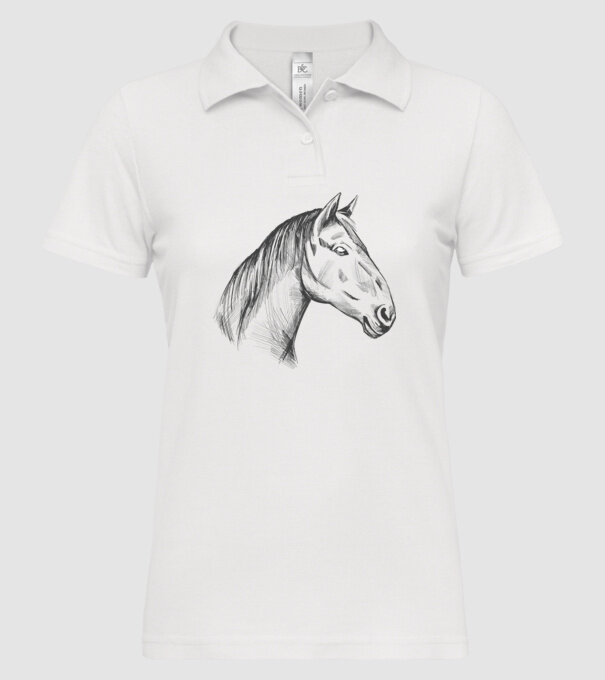 Desen cu cal model alb pe tricou