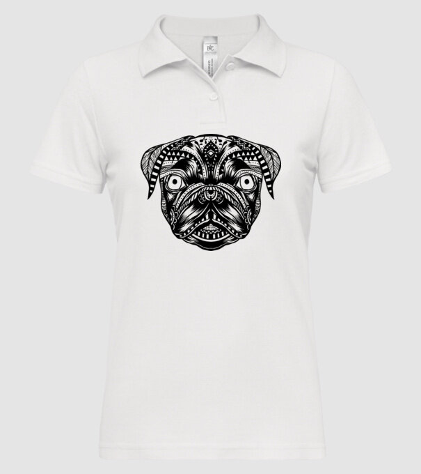 Mandala Cap Mops model alb pe tricou