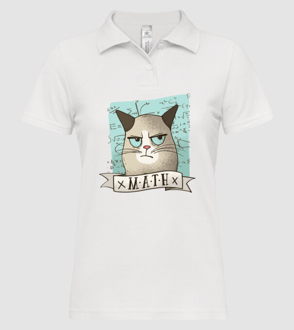 Pisică Matematică model alb pe tricou