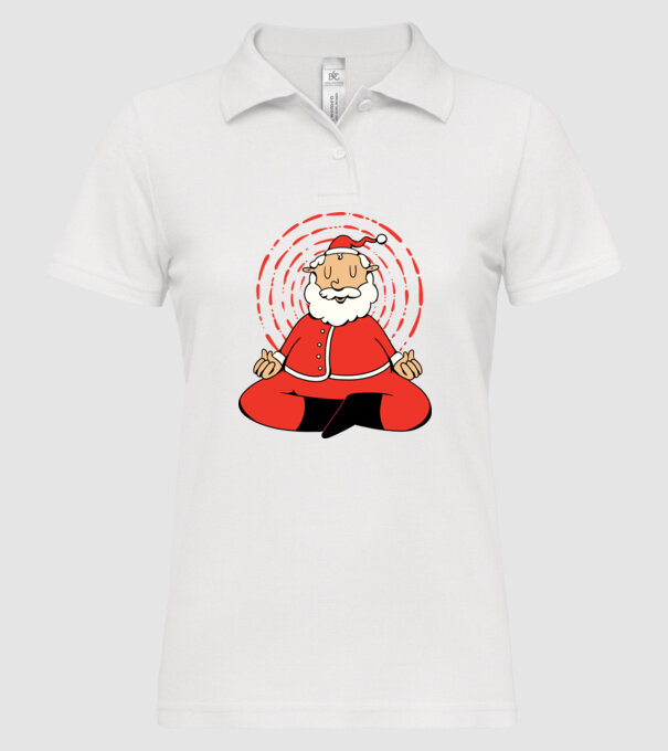 Moș Crăciun meditând model alb pe tricou