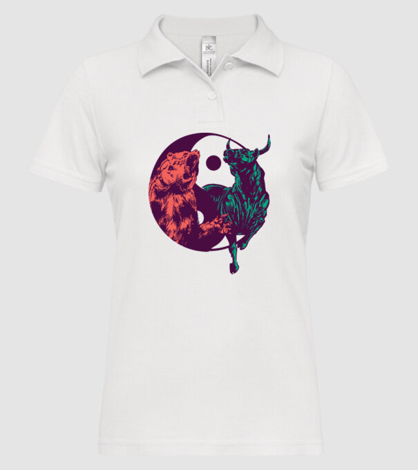 Medve Bika Yin Yang model alb pe tricou