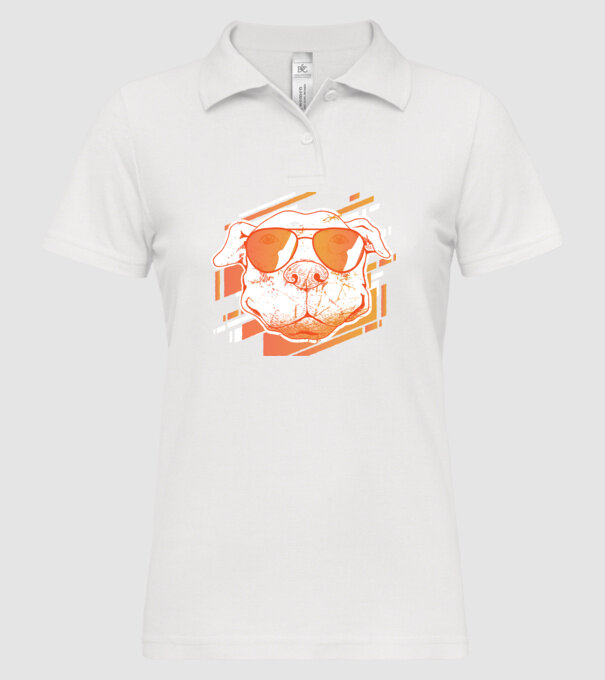 Pitbull Cool în ochelari de soare model alb pe tricou