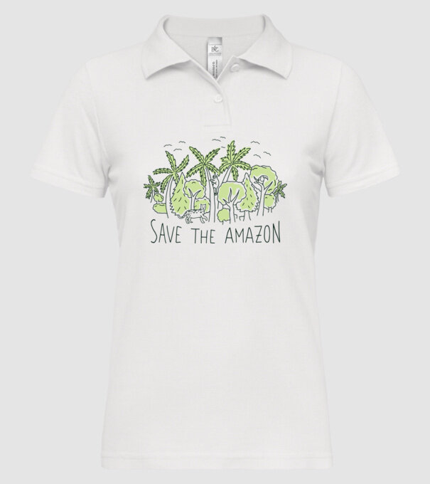Salvează Pădurea Amazoniană model alb pe tricou
