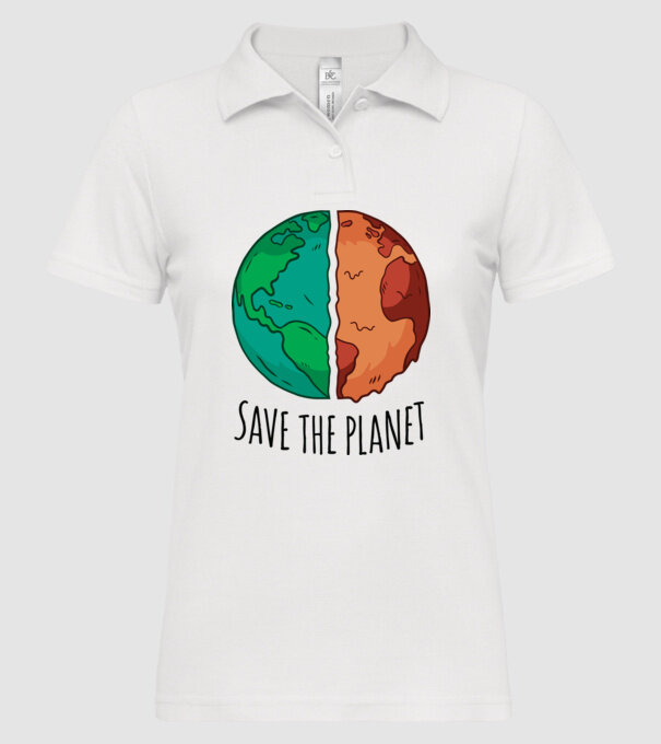 Salvați planeta model alb pe tricou