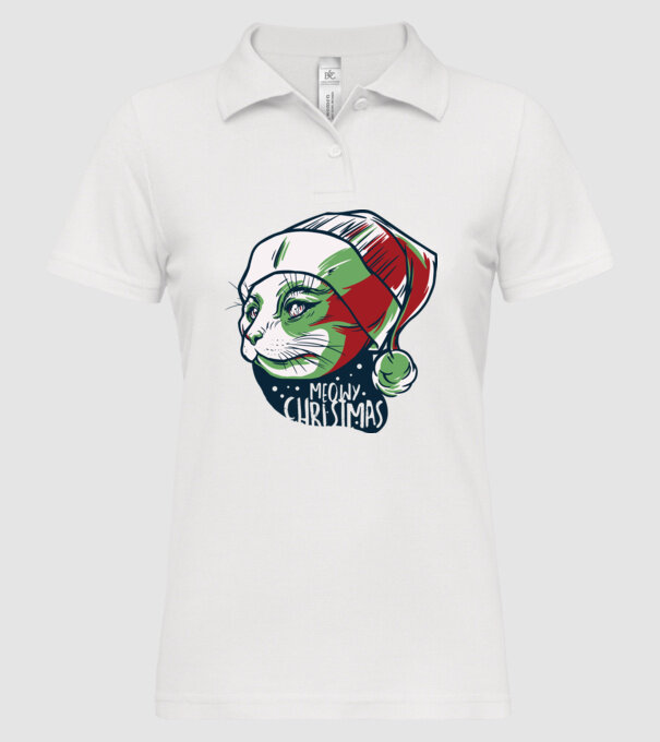 Meowy Christmas Pisică de Crăciun model alb pe tricou