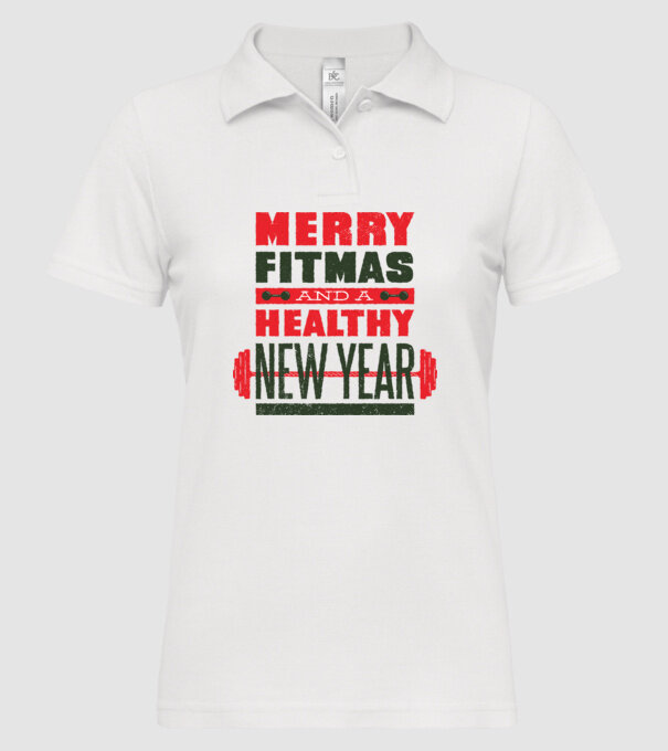 Merry Fitmas and a Healthy New Year tricou amuzant antrenament model alb pe tricou