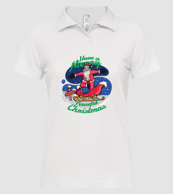 Moș Crăciun Yoga model alb pe tricou