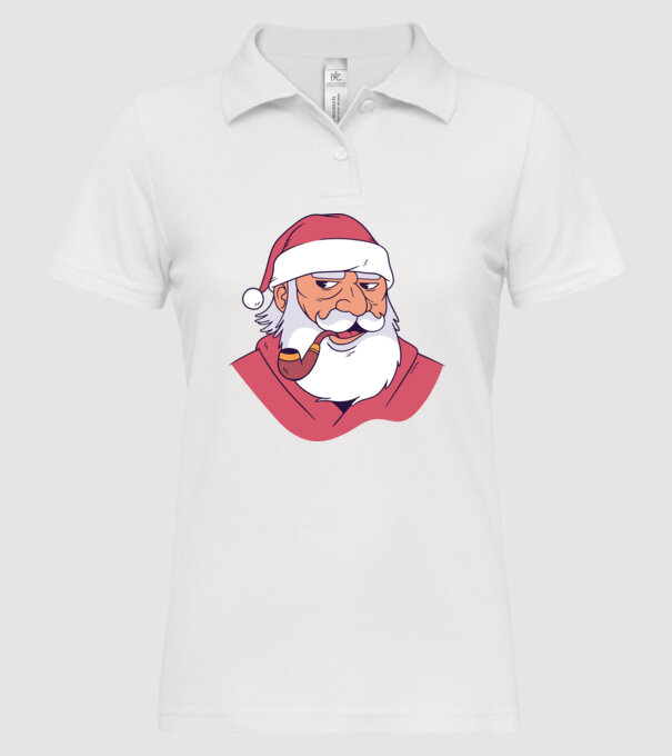 Moș Crăciun pipă model alb pe tricou