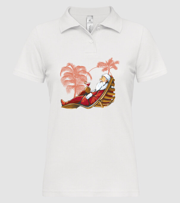 Moș Crăciun În vacanță model alb pe tricou