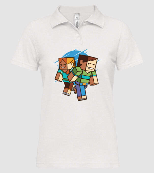 Caractere Minecraft model alb pe tricou