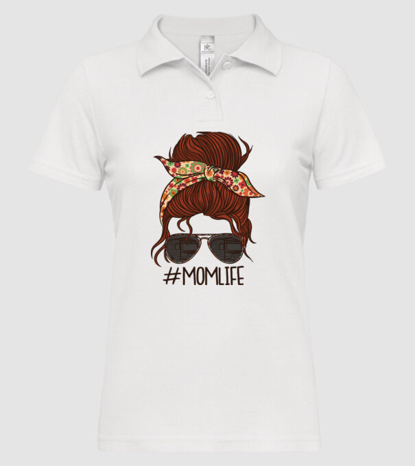 Momlife Hashtag model alb pe tricou