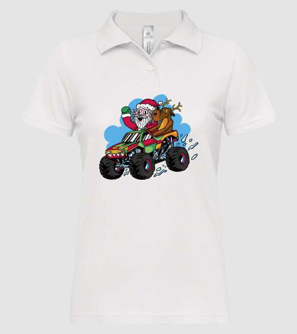 Monster Truck Moș Crăciun model alb pe tricou