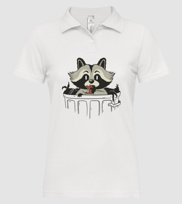 Raton în coș de gunoi model alb pe tricou