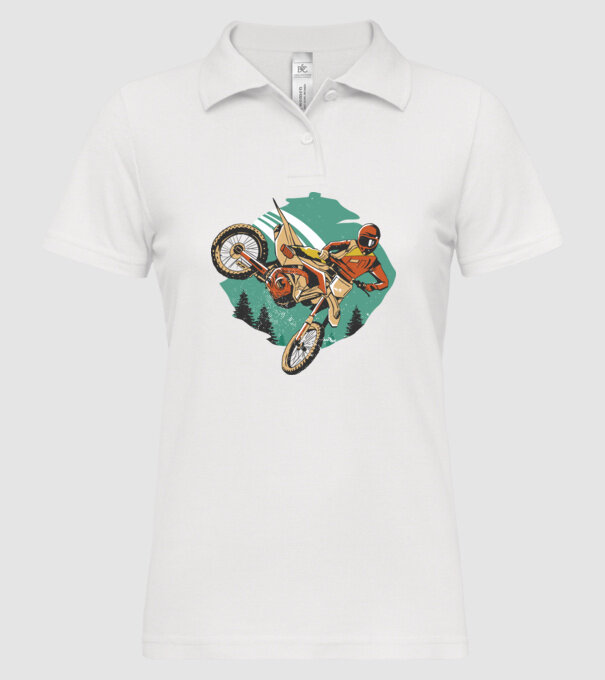 Motociclist motocros model alb pe tricou
